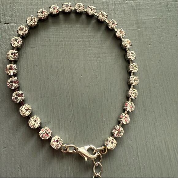 Sabika LIKE Tennis Silver Tone Clear Crystal Bracelet - Picture 5 of 9